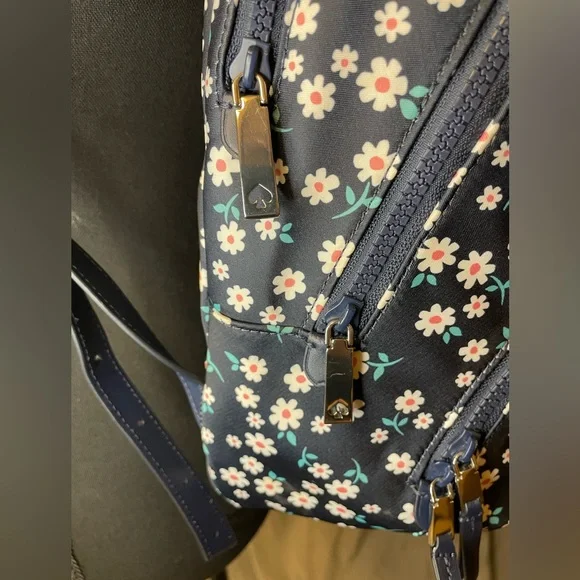 NWOT Kate Spade Dark Blue Daisy Nylon Karissa Backpack - Picture 7 of 12